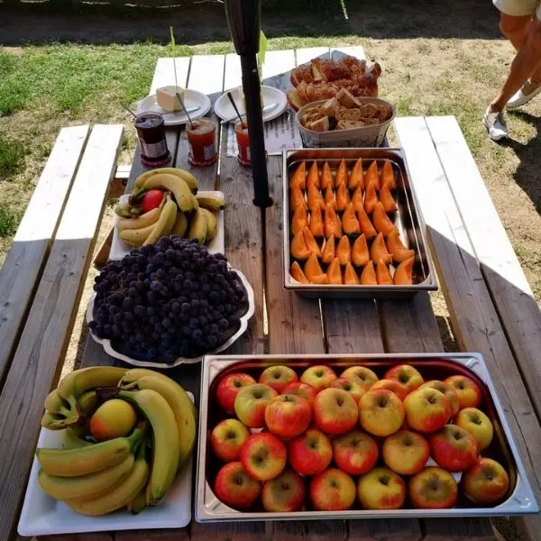 Buffet de groupe sur réservation en plein air Buffet de groupe sur réservation avec plats et fruits frais en extérieur